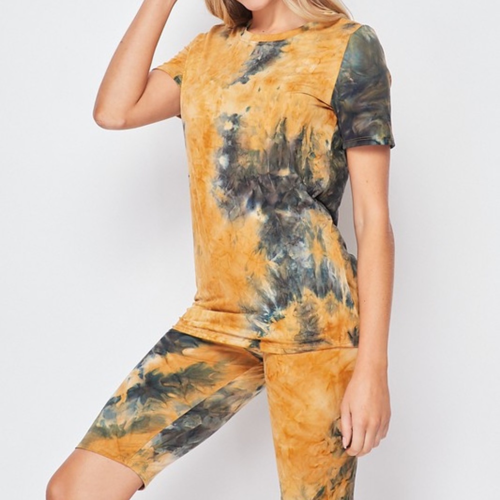 Women Brown TieDyed Shirt & Biker Short Set 2-pc